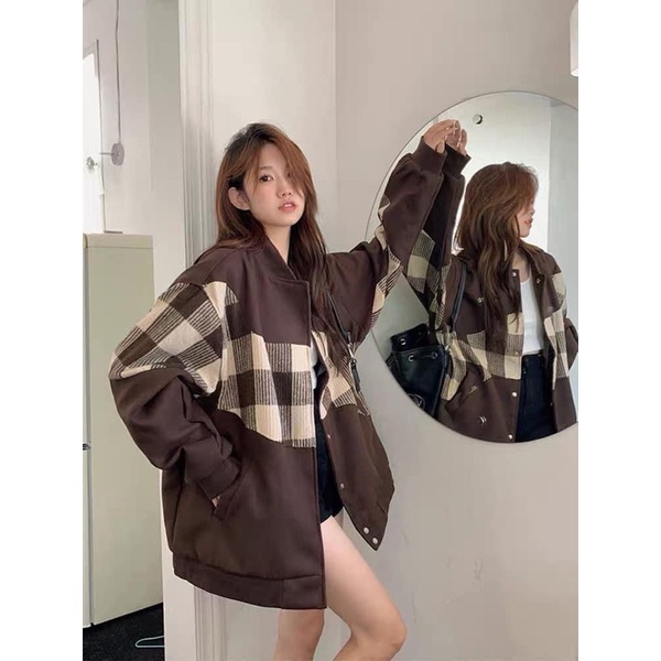 Áo bomber pha kẻ 2819