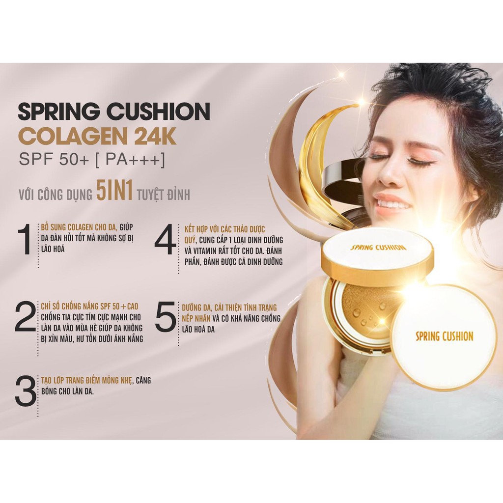 (shopkhanhhoa) Phấn nước SPRING CUSHION COLAGEN 24k