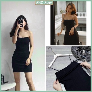 Váy 2 dây body, Đầm hai dây sợi bún thun borip dày đẹp ôm body 2 dáng ngắn