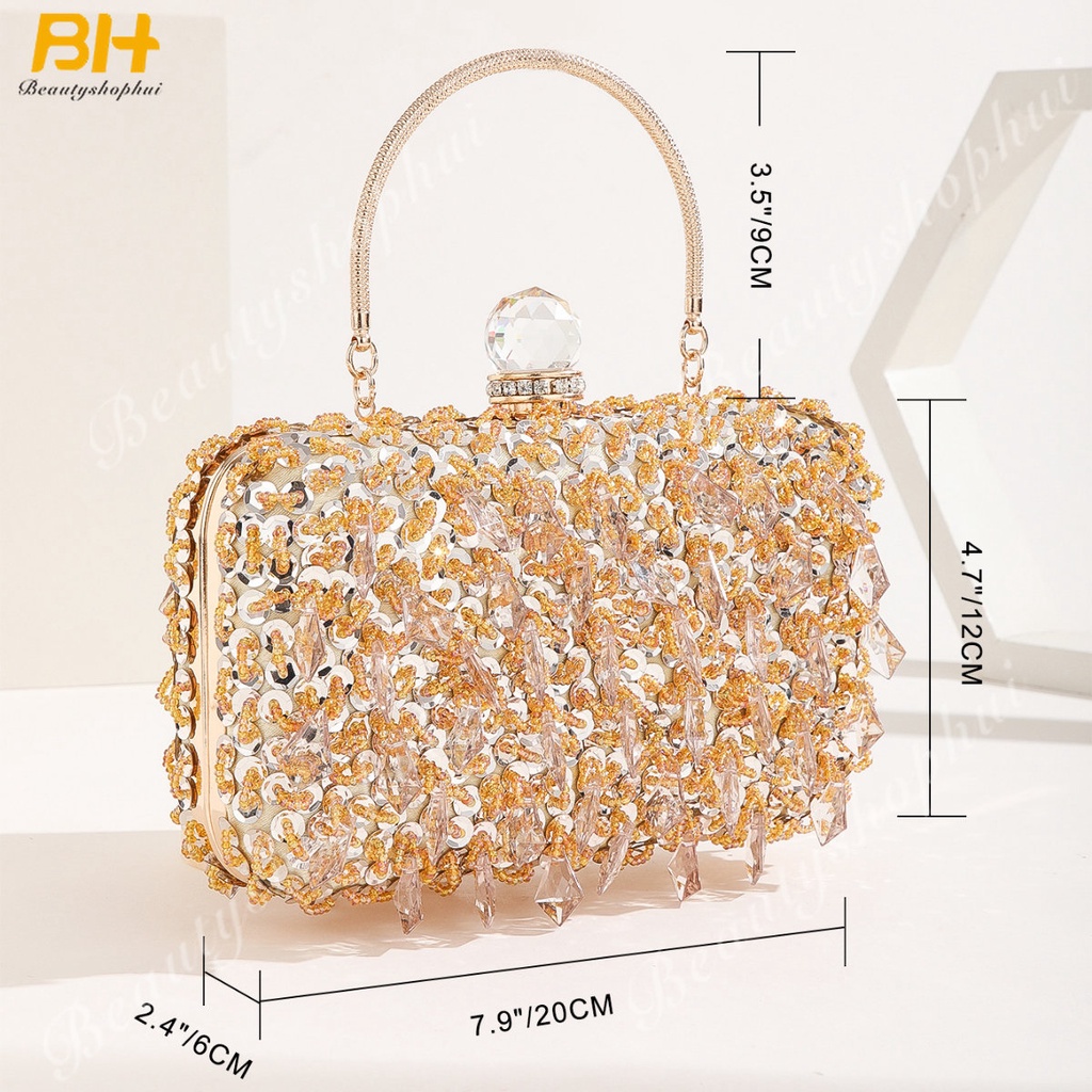 Ví Cầm Tay Đính Hạt Cườm Thêu Thủ Công Phong Cách Âu Mỹ Mới