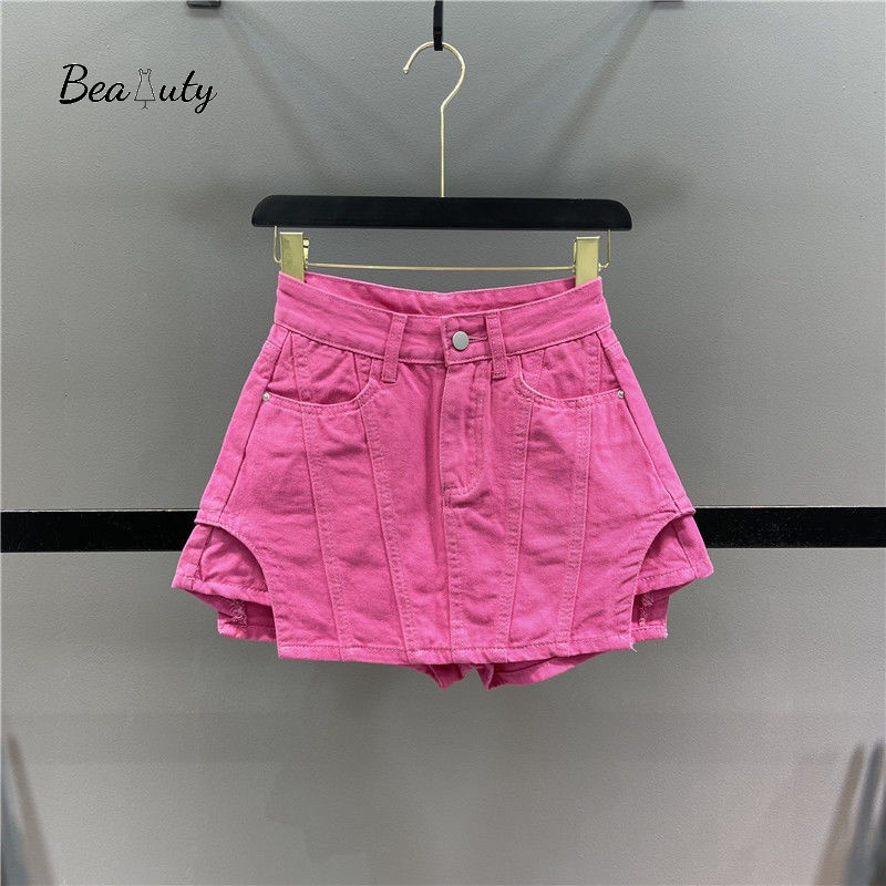 Quần đùi giả váy jean MURIOKI lưng cao thời trang trẻ trung dành cho nữ