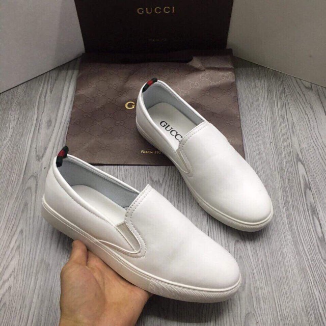 Giầy lười da trắng nam