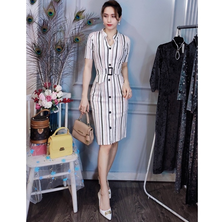 Đầm body sọc kèm đai Da1396
