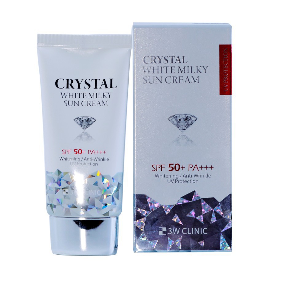 [Nhập Khẩu Hàn Quốc] Kem Chống Nắng 3W CLINIC CRYSTAL WHITE MILKY SUN CREAM SPF 50/ PA +++ Hàn Quốc 50ml