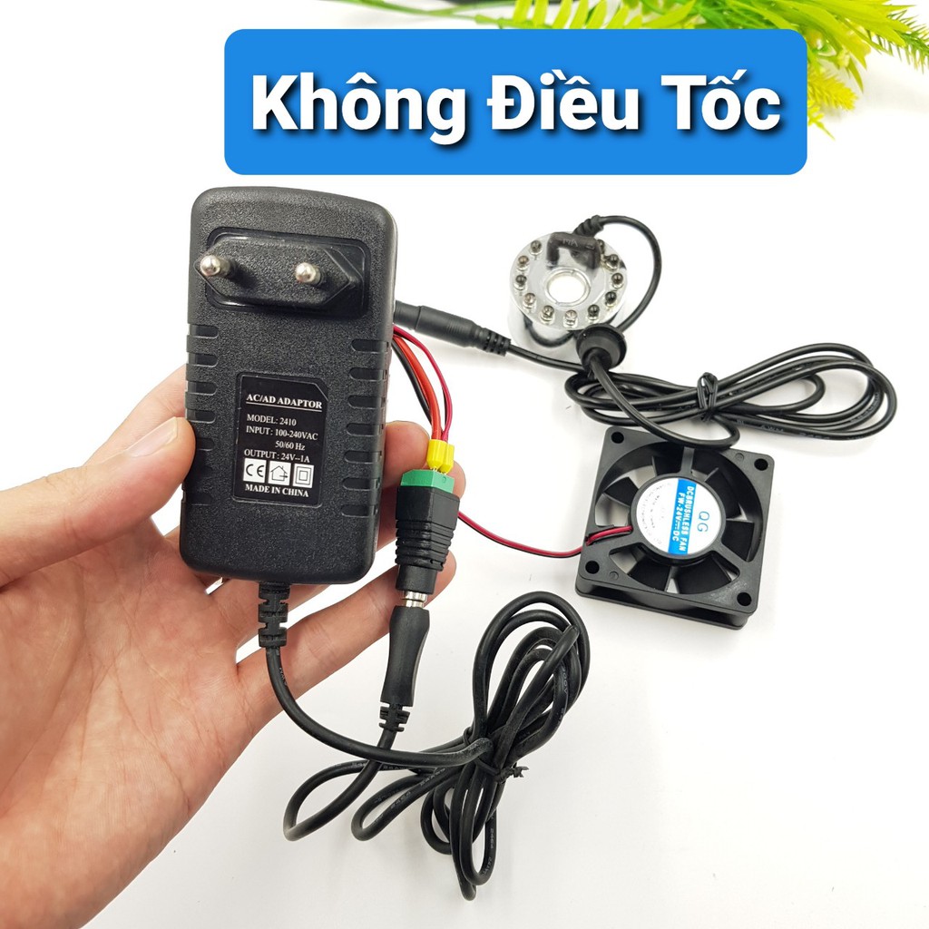 Combo Phun Sương Tạo Hơi Nước 12 LED 24V ( Phun sương+ Quạt + nguồn )Động Cơ Tạo Hơi NướcBộ Tạo Sương Siêu Âm