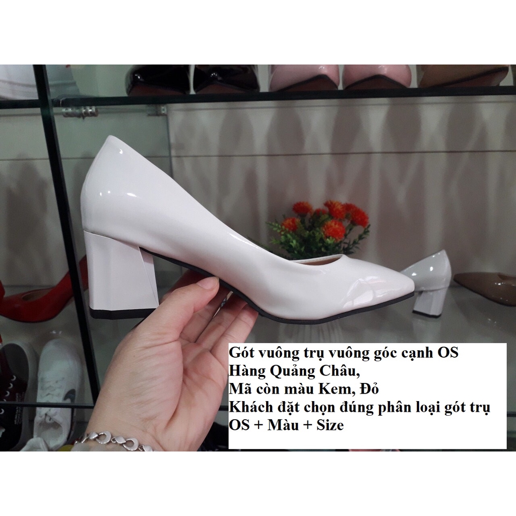 Giày Cao Gót Vuông Công Sở Da Bóng Gót Vuông Cao 5 Phân