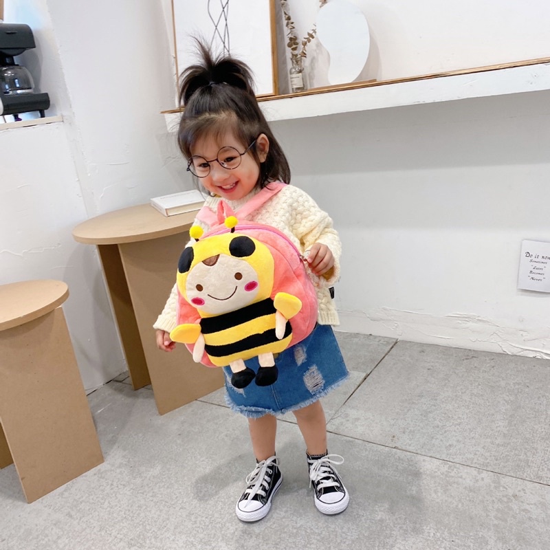 Balo cho bé mẫu giáo mầm non bé trai bé gái cặp cho bé mẫu giáo đi học hình thú bông dễ thương cute