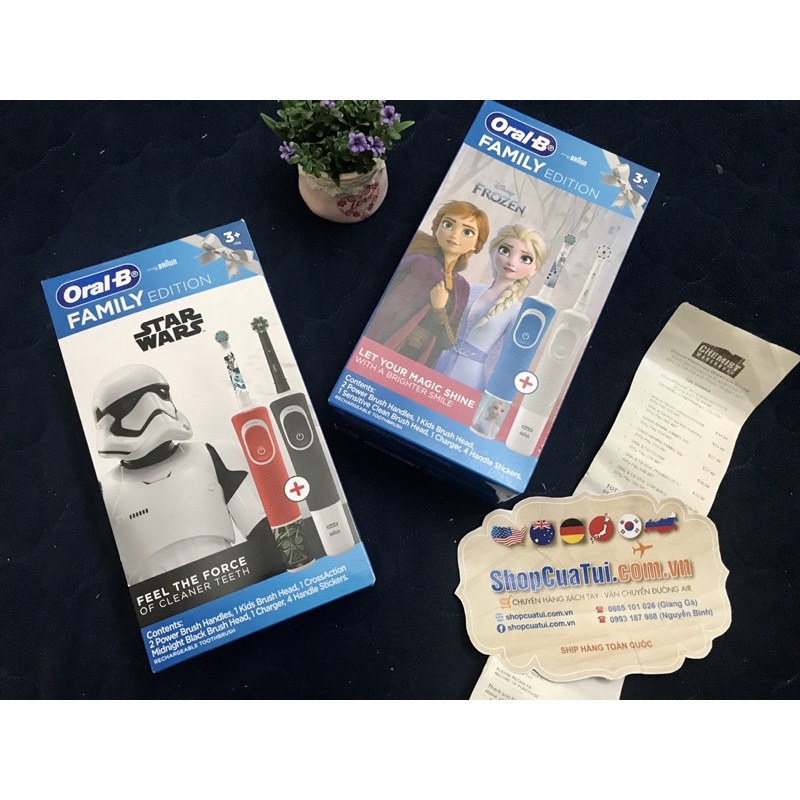 Combo Bàn chải điện Oral B Pro 100 Family Edition Dual Pack Star Wars or Frozen Electric Toothbrush 