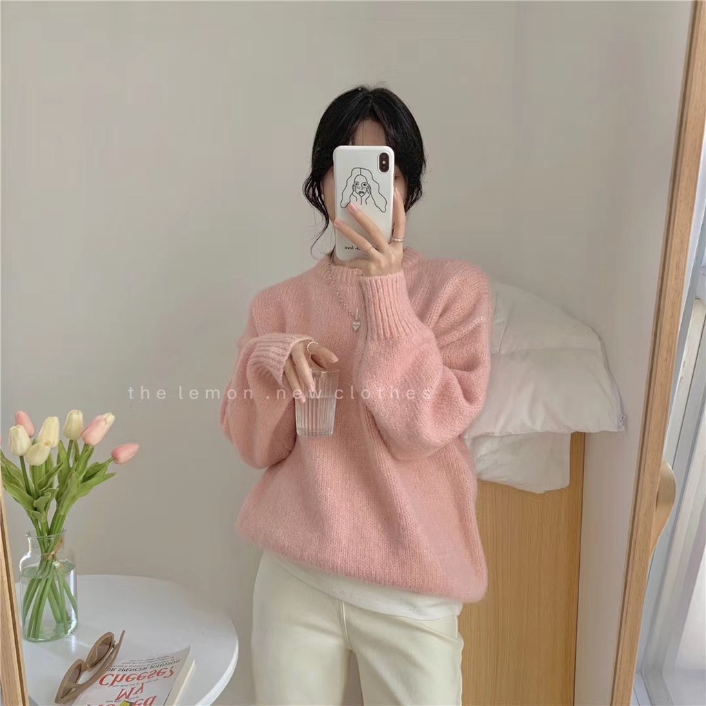Áo sweater dệt kim cổ tròn dáng rộng phong cách thời trang hàn quốc có 5 màu | BigBuy360 - bigbuy360.vn