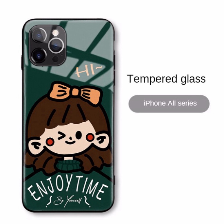 Ốp lưng iphone 6, 7, 8 Plus, X, XS, XR, XSMAX, 11, 11PRO, 11 PROMAX, 12, 13 PROMAX người con gái ENJOY TIME BẰNG KÍNH PK