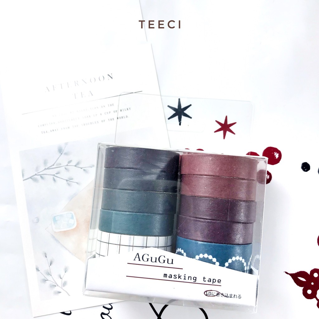 &lt;Ảnh Thật Shop Chụp&gt; Lẻ 1 Cuộn Băng Keo Dính Washi Tape DIY Trang Trí Bullet Journal, Nhật Ký, Sổ Lưu Niệm Teeci676