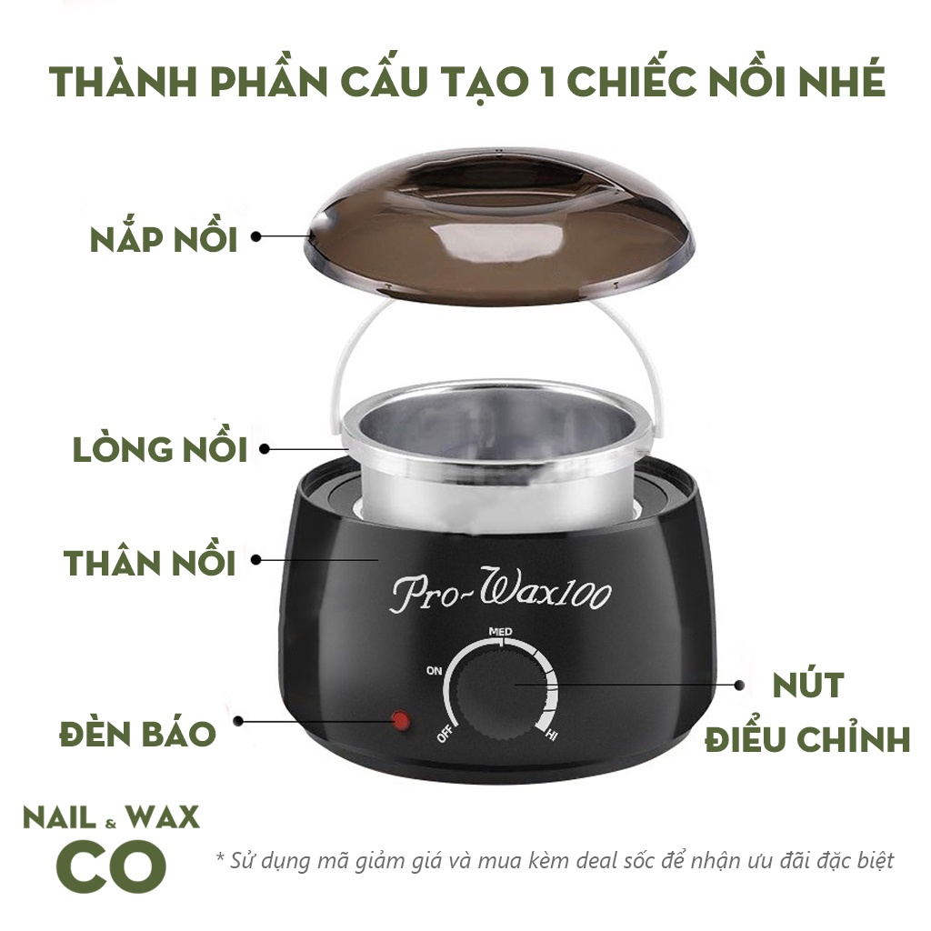 Bộ nồi nấu sáp wax lông hard wax bean hạt đậu tẩy lông PWAX100