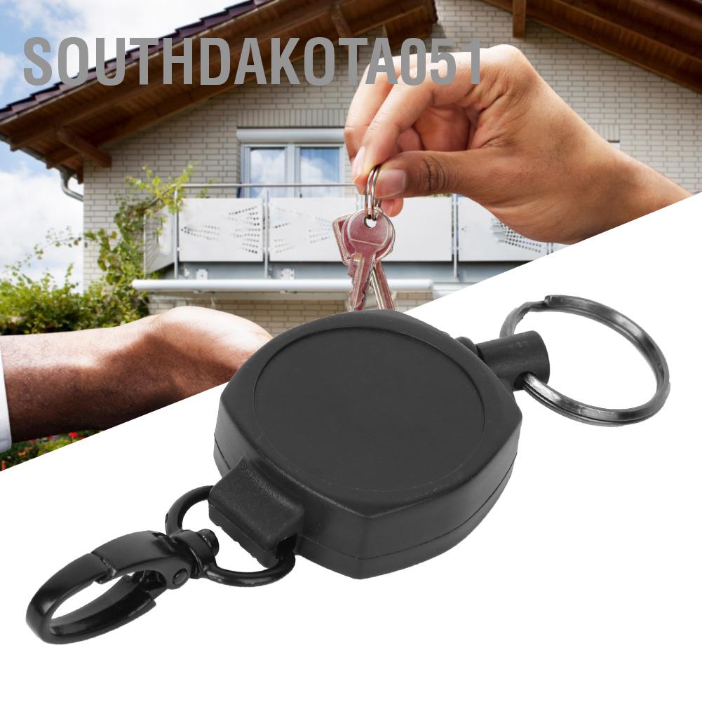 Southdakota051 Portable Stretchable Anti-Lost Anti-Theft Rebound Keychain Key Ring Black