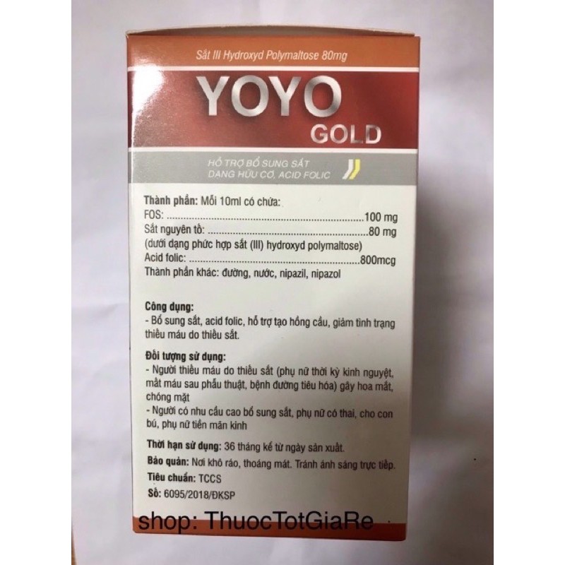 Sắt ống YOYO Gold - Bổ sung Sắt cho người thiếu máu | Thế Giới Skin Care