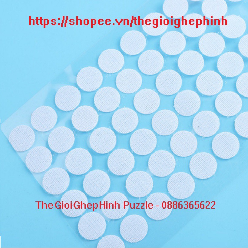 Set 100 cặp nhám gai/ khóa nhám/ băng dính gai/ verclo / có keo dán - loại trắng tròn 12mm