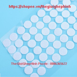 Set 100 cặp nhám gai/ khóa nhám/ băng dính gai/ verclo / có keo dán - loại trắng tròn 12mm