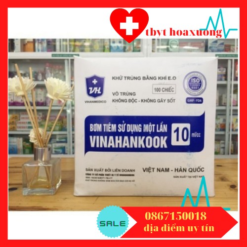 (chính hãng)Bơm tiêm Vinahankook 10cc/10ml(h/100c)