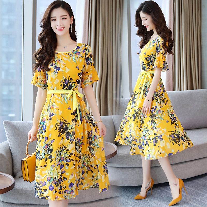 Đầm Chiffon Dài Mỏng In Hoa Phong Cách Bohemian Thời Trang Mùa Hè Mới