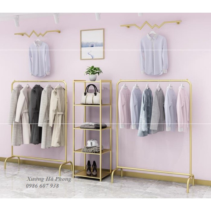 Kệ treo shop quần áo, kệ lưới vuông 5 tầng