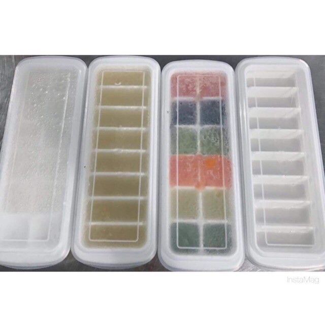 [Có Nắp Đậy] Khay Trữ Đông Đồ Ăn Dặm, Đựng Đá Có Nắp 8,12,48 Ngăn ICE TRAY INOMATA