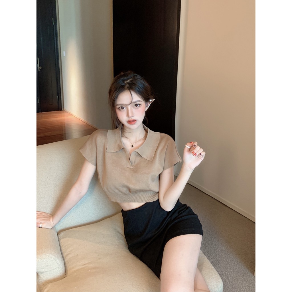 Áo Thun Polo Ngắn Tay Thiết Kế Đơn Giản Thiết Kế Mỏng Thời Trang Mùa Xuân Hè Theo Phong Cách Hàn Quốc Cho Nữ