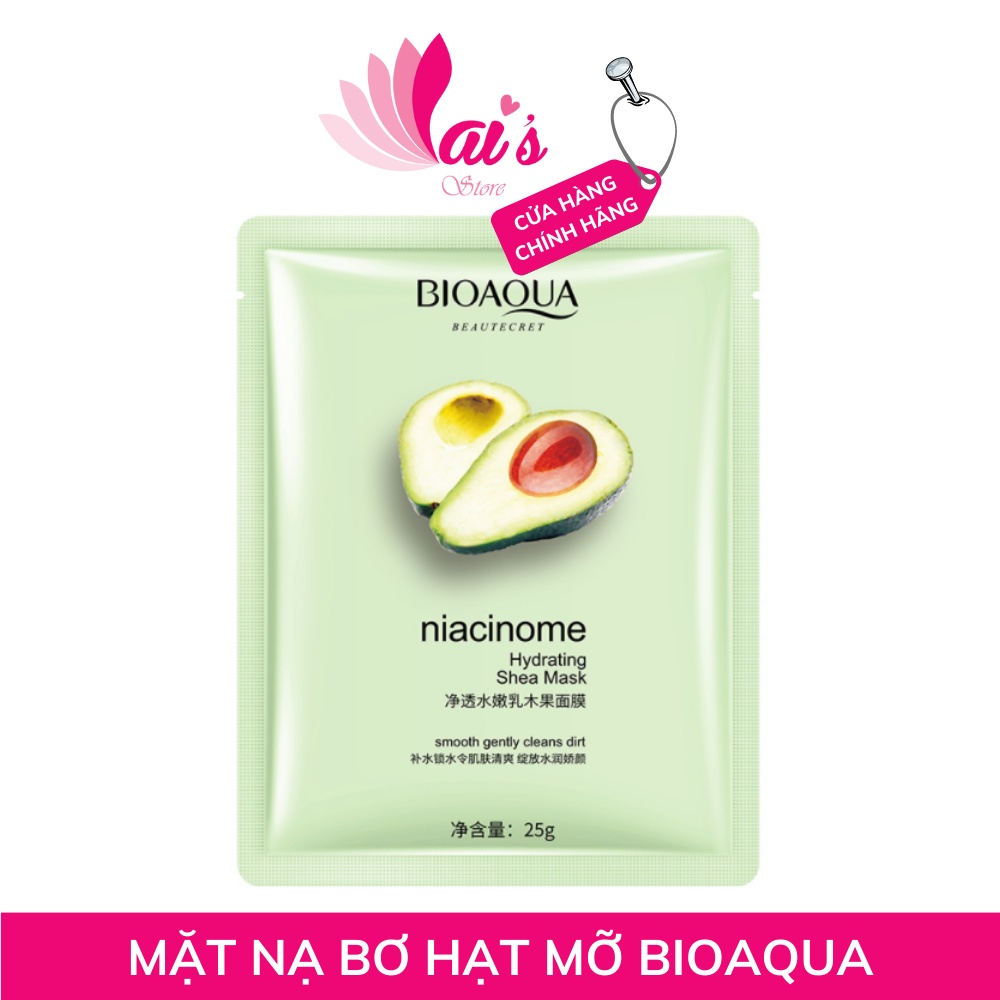 Mặt Nạ Bơ Hạt Mỡ Bioaqua Niacinome Hydrating Shea Mask Giữ Ẩm, Cấp Nước, Trắng Da Mask Nội Địa Trung - LAI'S STORE