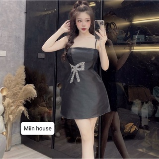 Váy 2 dây tapta eo kết nơ đá