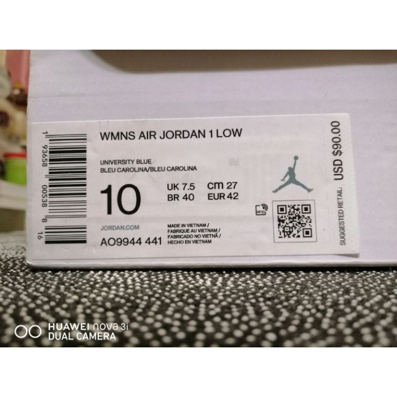 Giày Nike Jordan 1 Low UNC size 8,5 Man ( size 10 Woman)