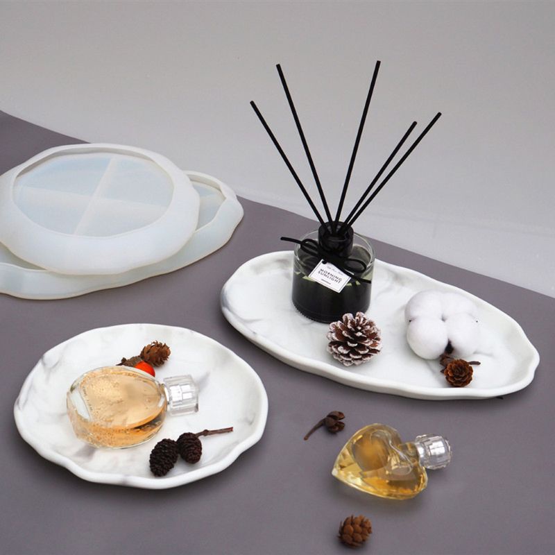 Khuôn Silicon Hình Oval / Tròn Cỡ Lớn Dùng Làm Khay Đựng Xà Phòng / Trang Sức DIY