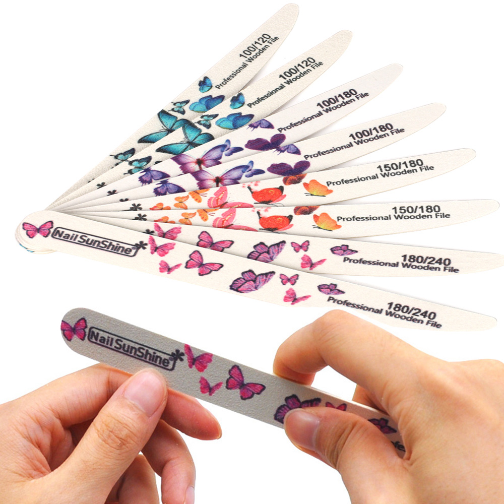 [Hàng mới về] Bộ 10 dụng cụ dũa móng chuyên nghiệp bằng gỗ và giấy nhám hai mặt chất lượng cao