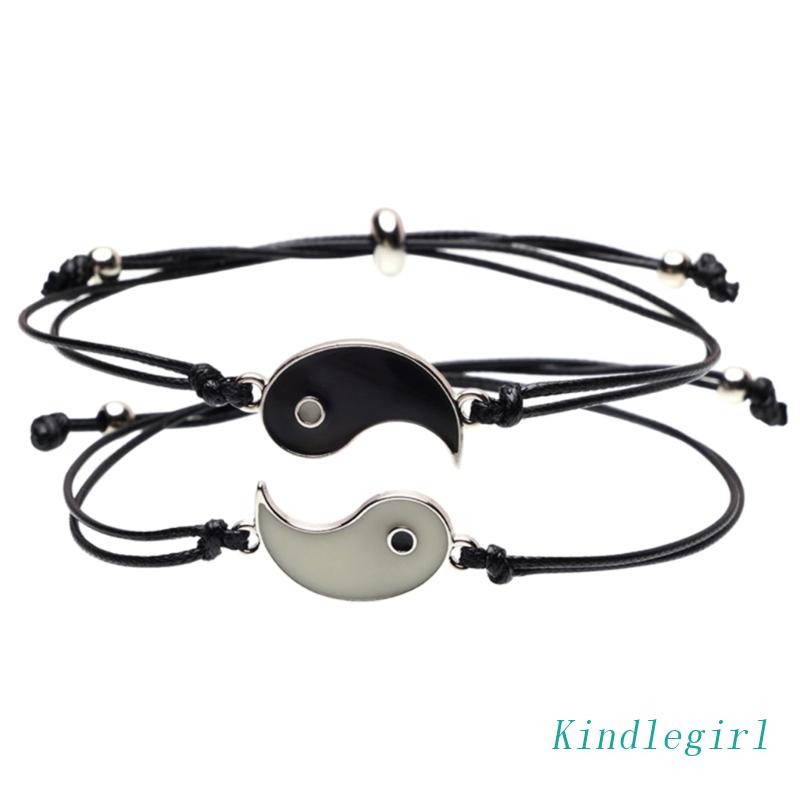Vòng Tay Dây Bện Mặt Âm Dương Handmade Có Thể Điều Chỉnh