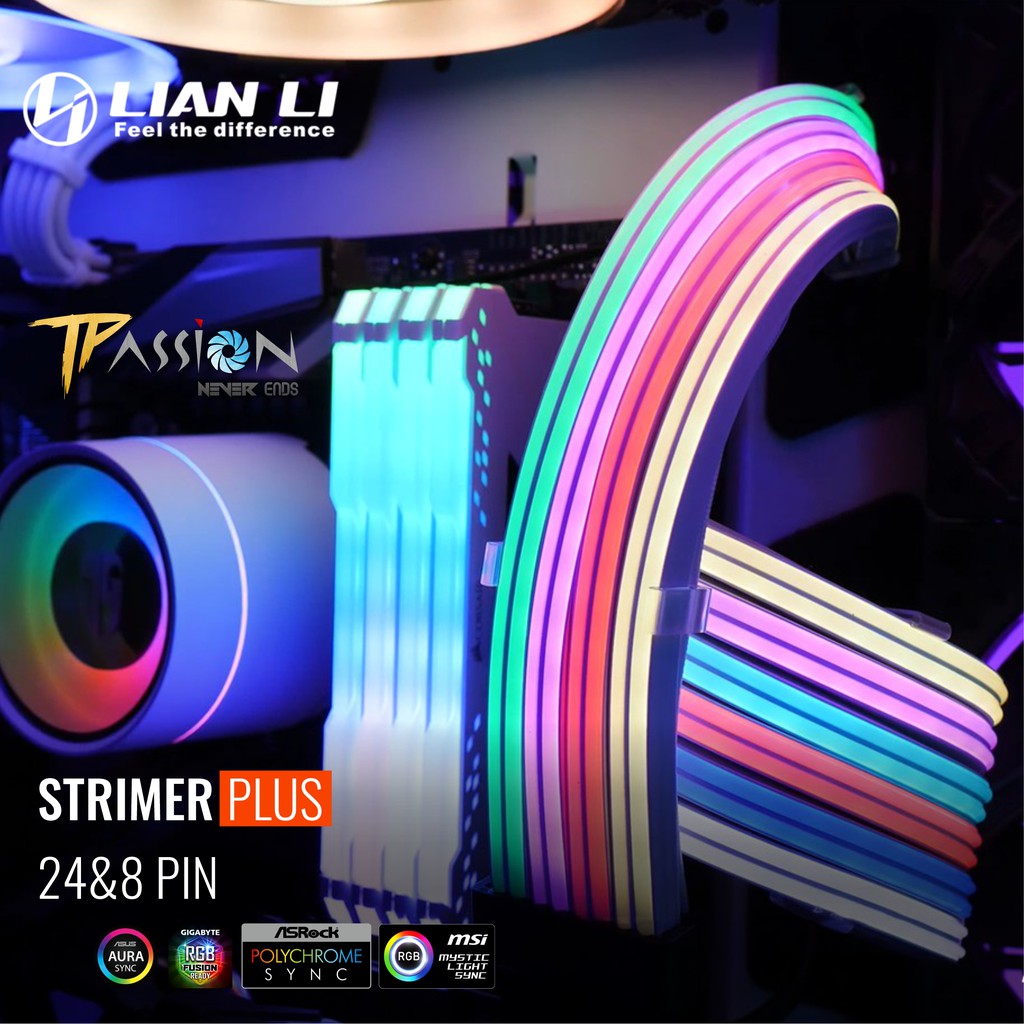 Dây nguồn nối dài LIAN LI Strimer Plus thế hệ thứ 2 RGB 24Pin, 2x8Pin, 3x8Pin VGA - LED ARGB Neon cực đẹp, sync Main/Hub