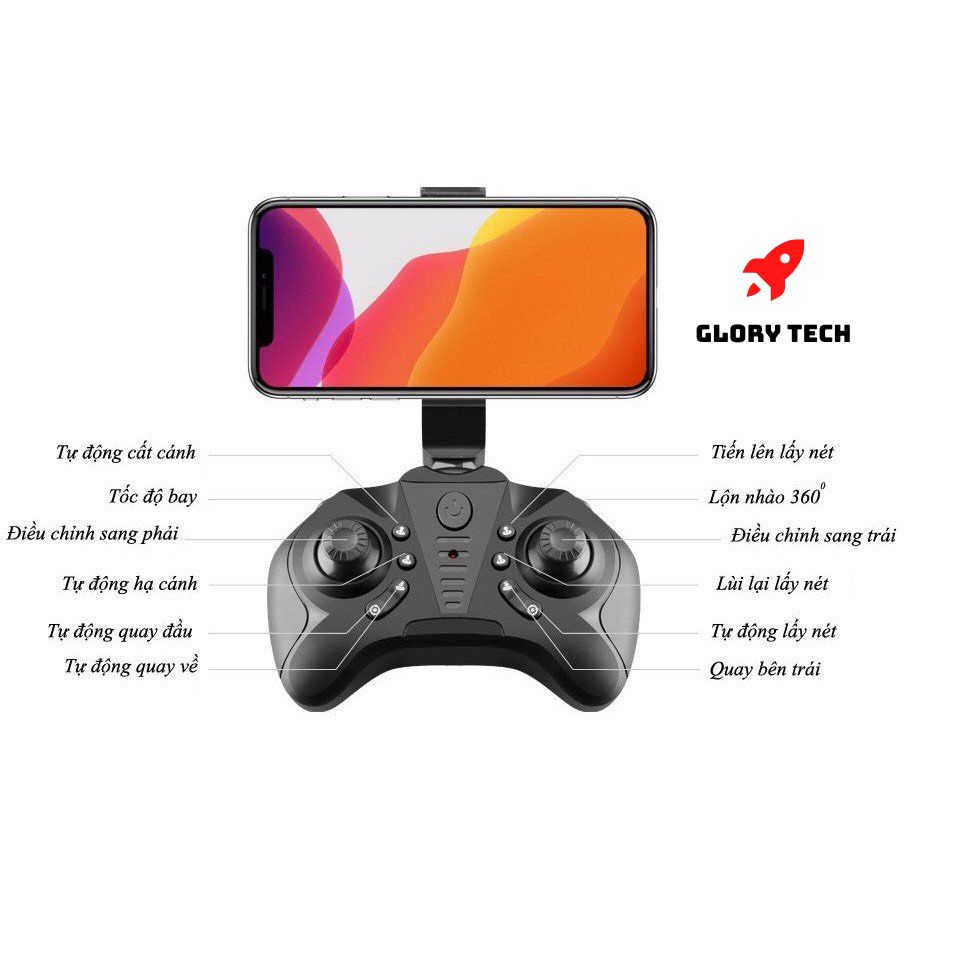 Máy bay điều khiển từ xa mini giá rẻ- Flycam Q12 Camera 4K quay phim , chụp kết nối Wifi với điện thoại