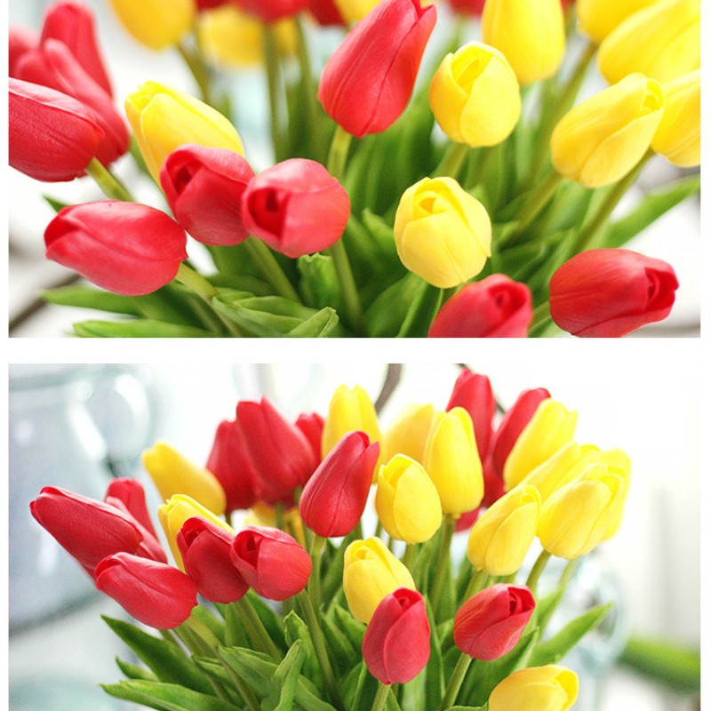 1 Bó Hoa Tulip Mini Nhân Tạo Dành Cho Trang Trí Tiệc Cưới