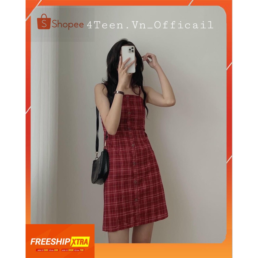[4Teen.Vn ]🌻ĐẦM CARO 2 DÂY CÓ DÂY BUỘC EO, váy 2 dây kẻ caro, váy 2 dây mùa hè 🌻 hình shop chụp thật | BigBuy360 - bigbuy360.vn