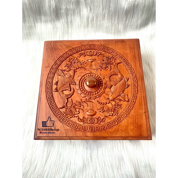 Khay Mứt Trạm Lý Ngư Nguyệt Vọng Gỗ Hương tự nhiên