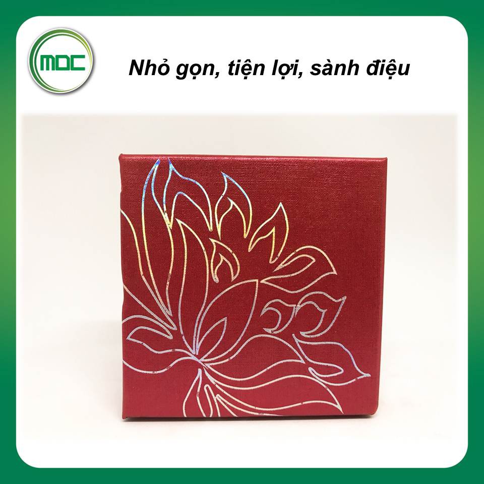 Hộp đựng chuỗi đá phong thủy in hoa sen size 9x9x3cm
