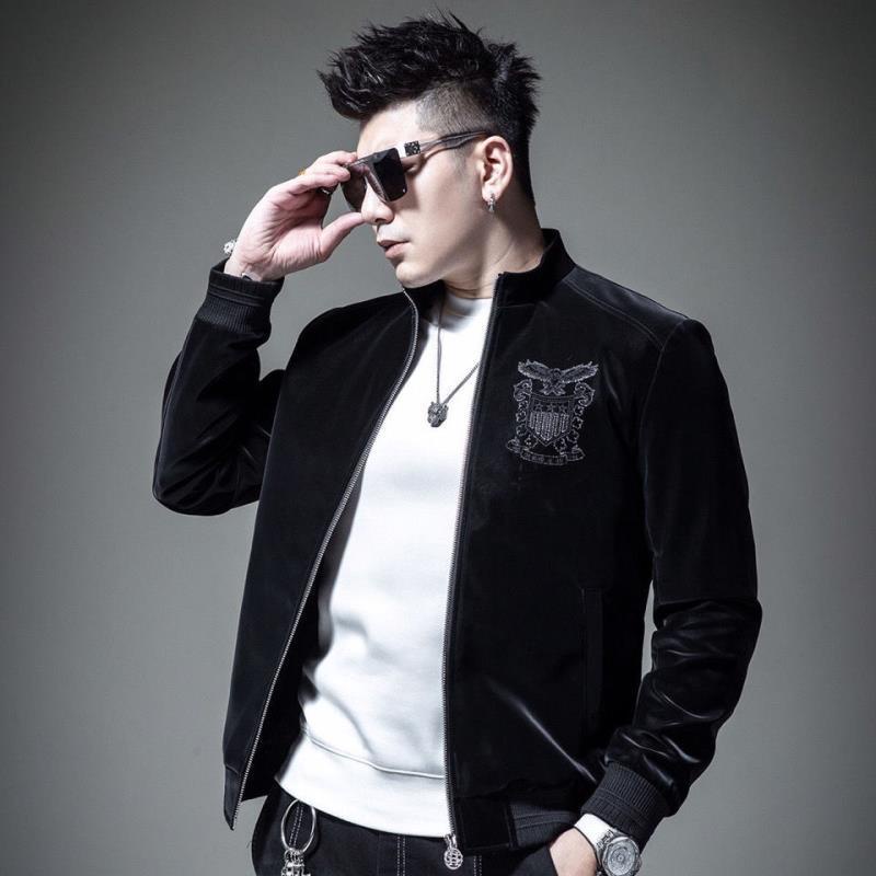 Áo Khoác Cổ Đứng Thêu Hình Đại Bàng Phong Cách Châu Âu 2020 Cho Nam