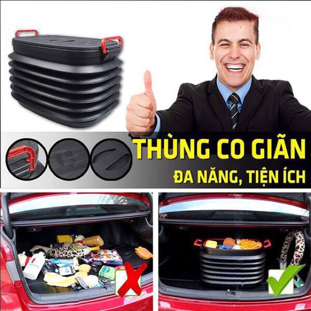 ⚡Video Thật⚡ Thùng Đựng Đồ Ô Tô Co Giãn Gấp Gọn 40 Lít - Hộp Đựng Đồ Cốp Sau Ô Tô