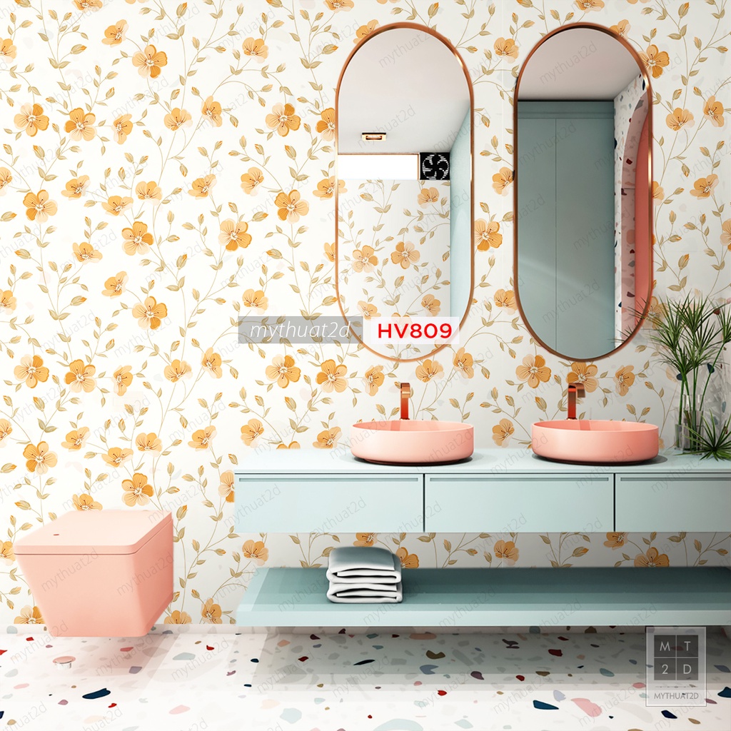 Decal không thấm nước, decor dán bếp, nhà tắm, hoa văn FLEA