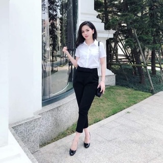 Áo sơmi trắng cộc tay