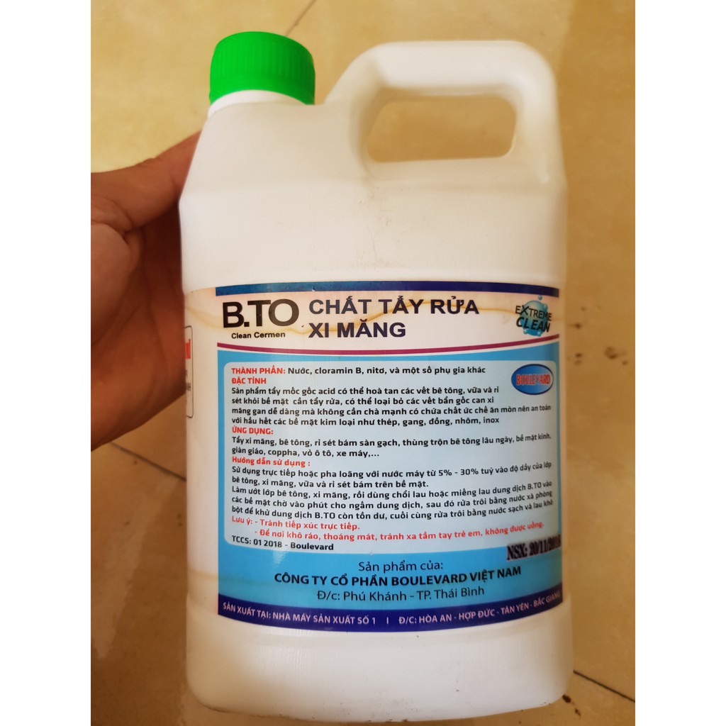 Chất tẩy rửa Xi Măng B.To Clean Cermen, Đánh bay Xi Măng trên gạch đỏ, gạch men, đá