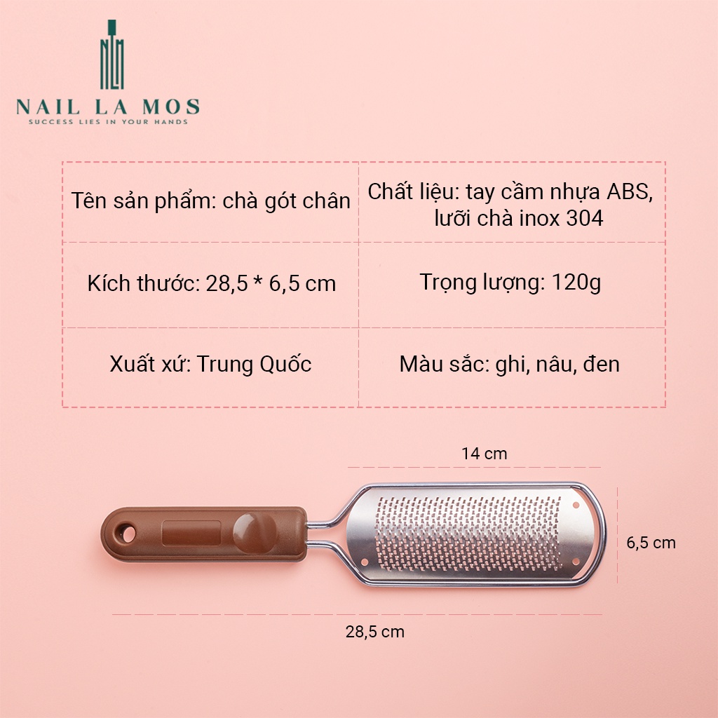 Cây chà gót chân inox 304 - loại mới rất bén hiệu quả cho vùng da bị chai dày (có thể thay mặt chà)