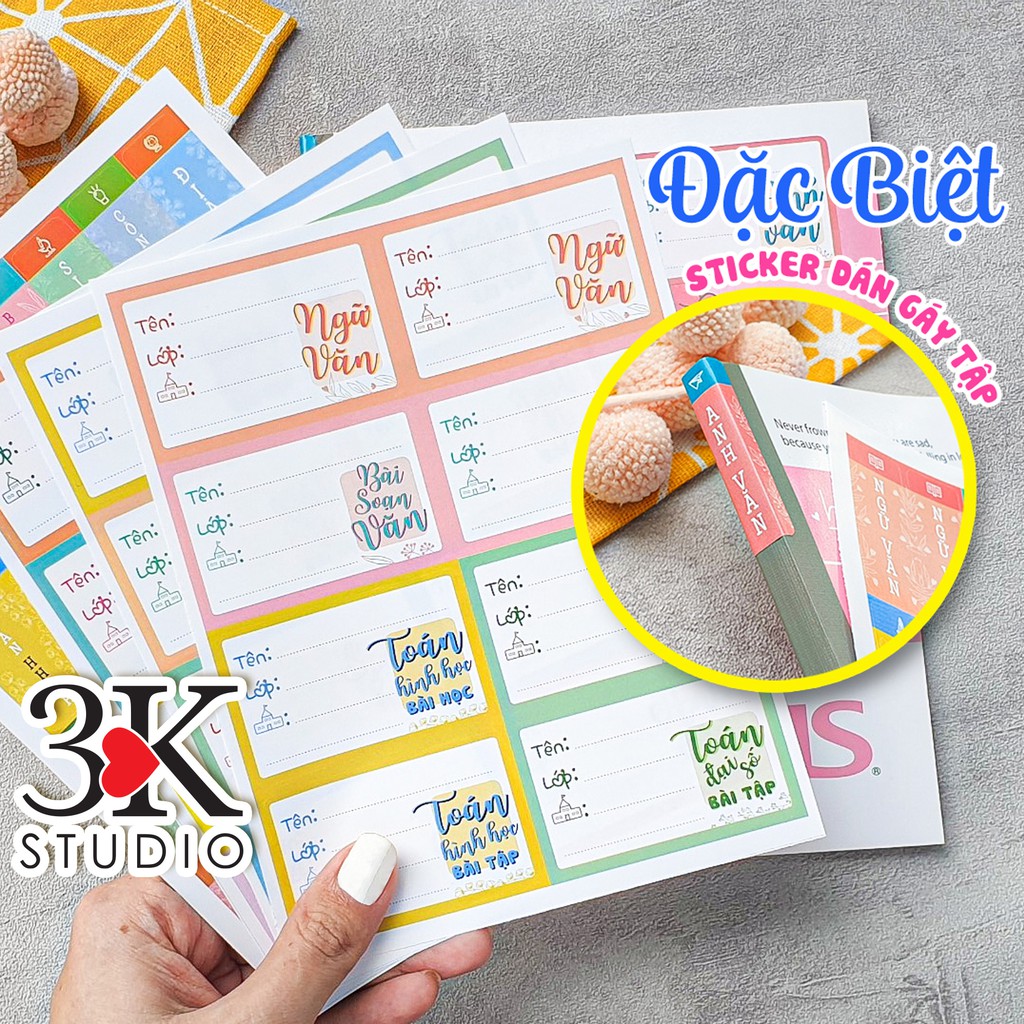 COMBO NHÃN VỠ & NHÃN DÁN GÁY TẬP (VỠ) PHÂN MÔN - CẤP 2 - CẤP 3