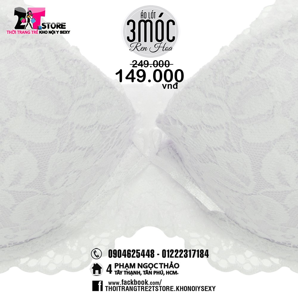 Áo Nâng Ngực Cotton 3 Móc Phối Ren (Trắng)