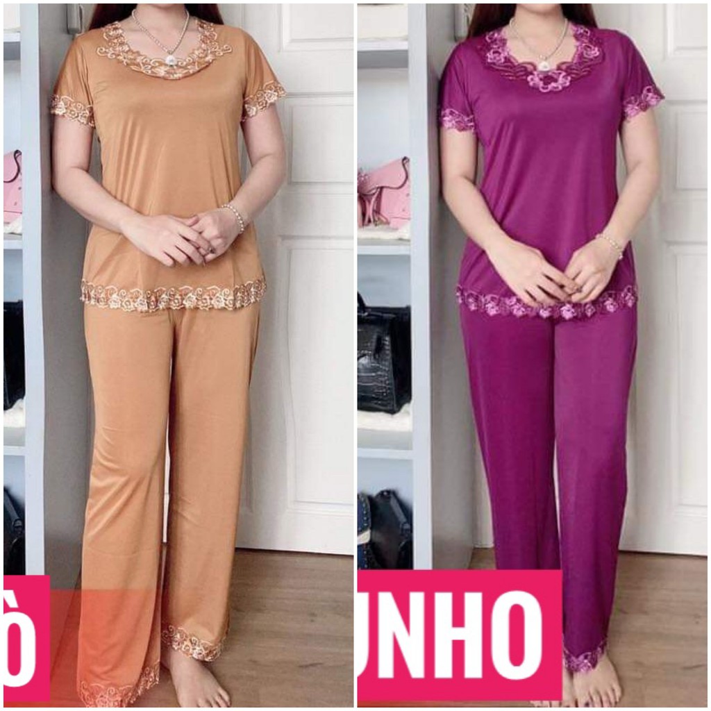 Đồ bộ mặc nhà - đồ bộ dài thun lạnh tay ngắn size đại 76-80 ký