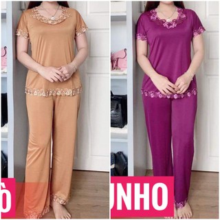 Đồ bộ mặc nhà - đồ bộ dài thun lạnh tay ngắn size đại 76-80 ký