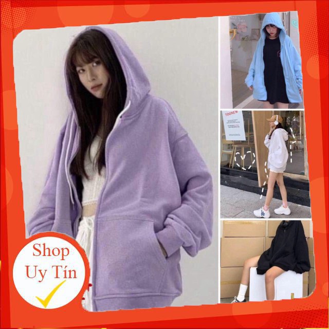Áo khoác nỉ trơn nam nữ có mũ BASIC HOODIE ZIP - Áo hoddie unisex phom to chất nỉ (Sỉ từ 5sp bất kì) -Hàng nh