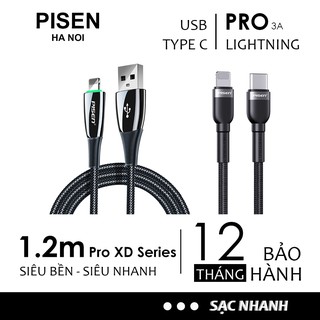 Dây cáp sạc nhanh Pisen Usb; Type C to Linghtning 1-1,20m cho điện thoại iphone