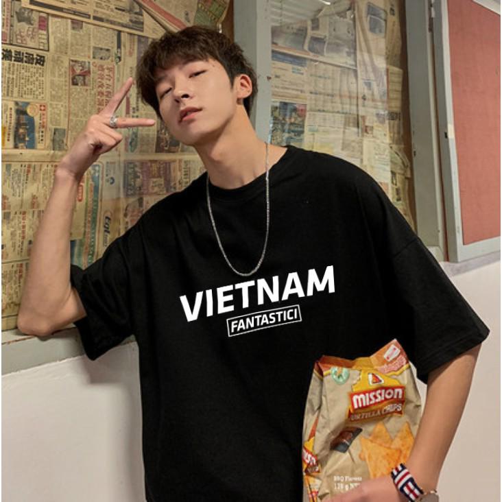 Áo Thun Tay Lỡ Unisex Form Rộng, Áo Thun Nam Nữ Tay Lỡ Form Rộng In Chữ Việt Nam